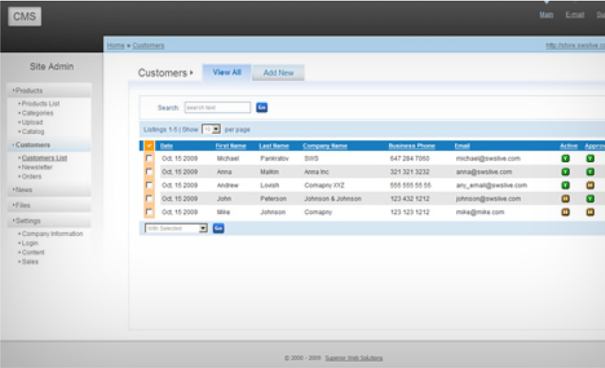 A picture of our custom CMS